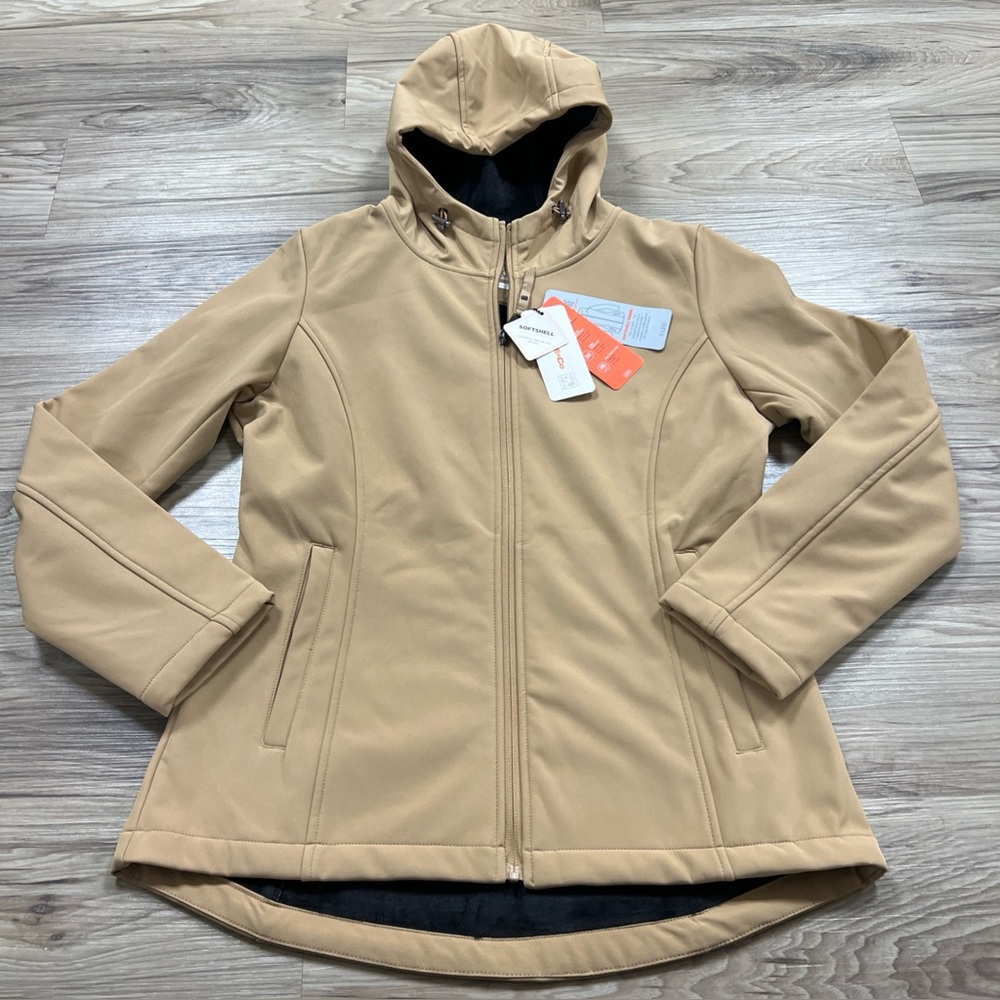 Hawke & Co Softshell Insulated Jacket Black Fur Lined Golden Beige Women’s Small